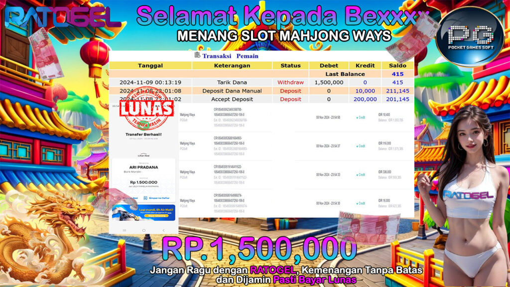 BUKTI JACKPOT SLOT MAHJONG WAYS TERPERCAYA DI INDONESIA TGL 09-11-2024