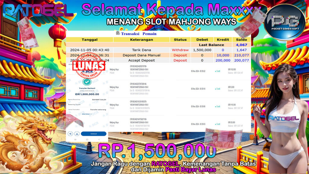 BUKTI JACKPOT SLOT MAHJONG WAYS TERPERCAYA DI INDONESIA TGL 05-11-2024