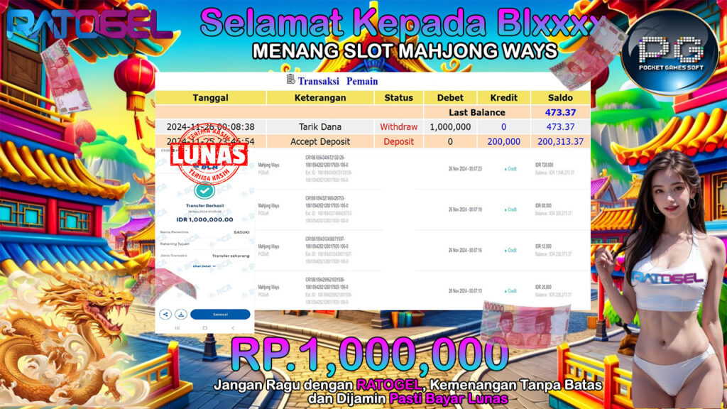 BUKTI JACKPOT SLOT MAHJONG WAYS TERPERCAYA DI INDONESIA TGL 26-11-2024