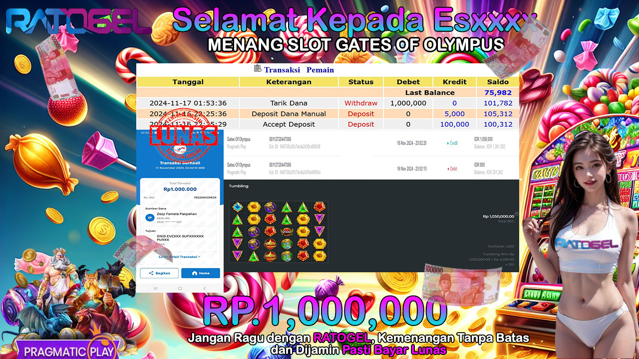 BUKTI JACKPOT SLOT GATES OF OLYMPUS TERPERCAYA DI INDONESIA TGL 17-11-2024