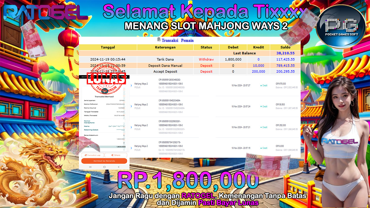 BUKTI JACKPOT SLOT MAHJONG WAYS 2 TERPERCAYA DI INDONESIA TGL 19-11-2024