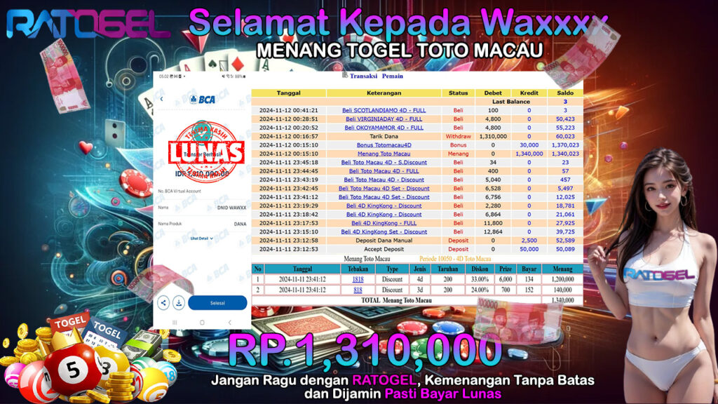 BUKTI JACKPOT TOGEL TOTO MACAU TERPERCAYA DI INDONESIA TGL 12-11-2024