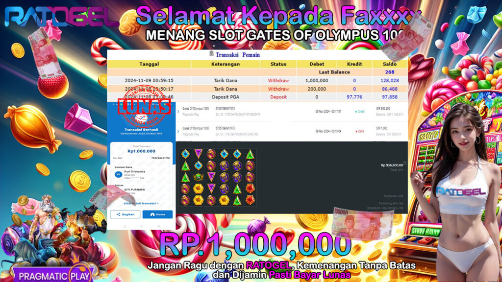 BUKTI JACKPOT SLOT GATES OF OLYMPUS 1000 TERPERCAYA DI INDONESIA TGL 09-11-2024