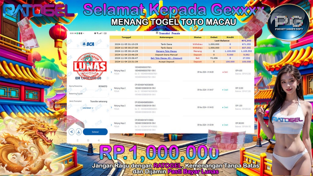 BUKTI JACKPOT SLOT MAHJONG WAYS 2 TERPERCAYA DI INDONESIA TGL 05-11-2024