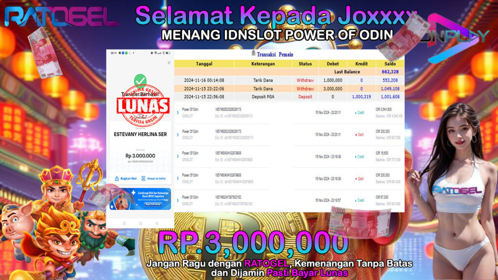 BUKTI JACKPOT IDNSLOT POWER OF ODIN TERPERCAYA DI INDONESIA TGL 16-11-2024