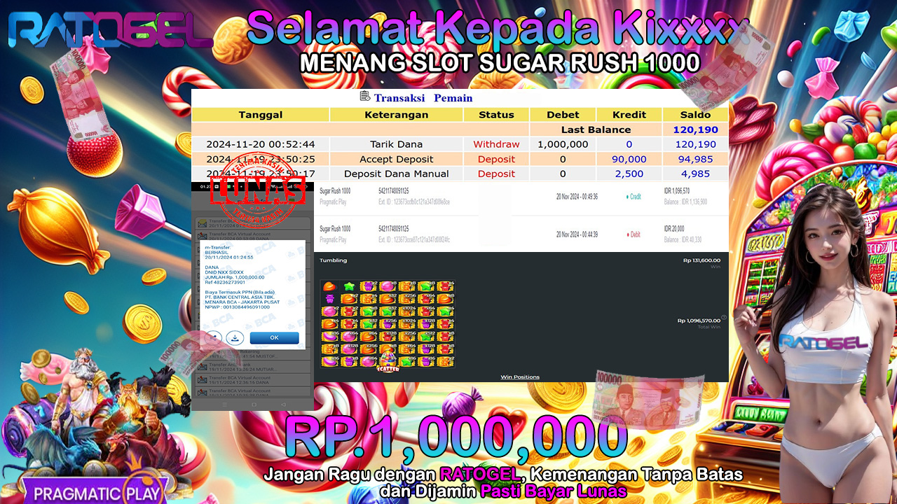 BUKTI JACKPOT SLOT SUGAR RUSH 1000 TERPERCAYA DI INDONESIA TGL 20-11-2024