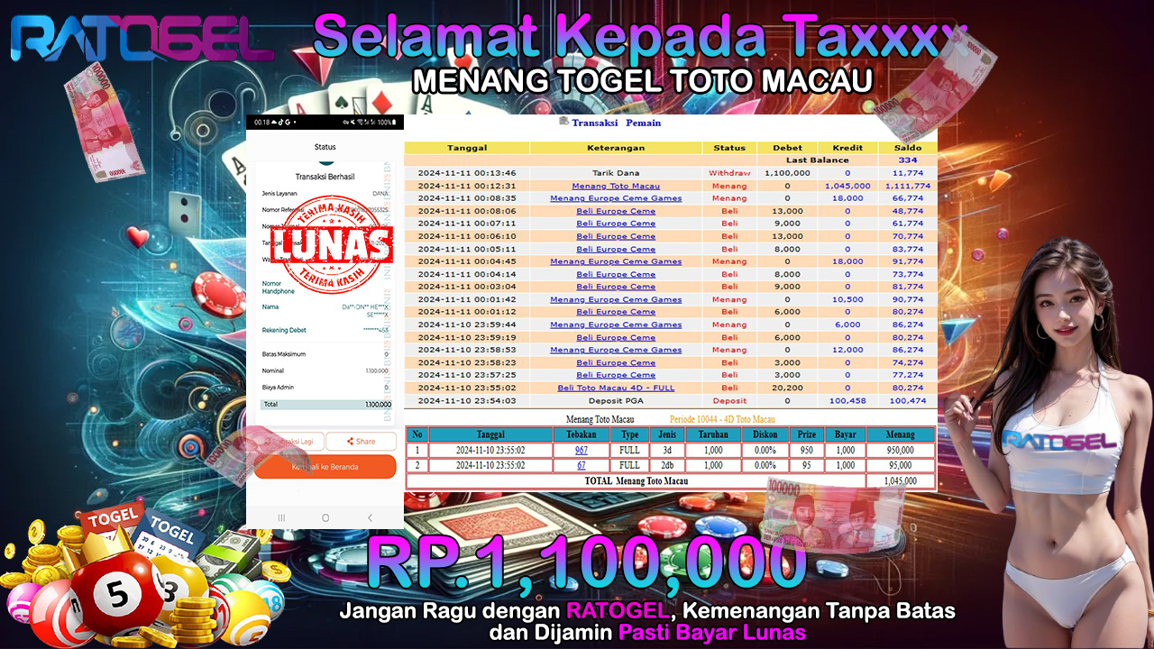 BUKTI JACKPOT TOGEL TOTO MACAU RORAL TERPERCAYA DI INDONESIA TGL 11-11-2024