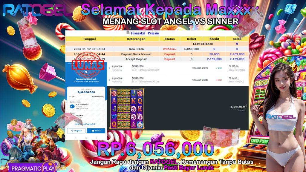 BUKTI JACKPOT SLOT ANGEL VS SINNER TERPERCAYA DI INDONESIA TGL 17-11-2024