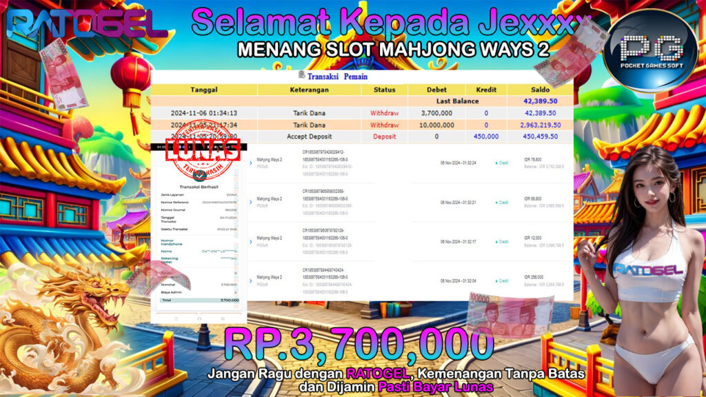 BUKTI JACKPOT SLOT MAHJONG WAYS 2 TERPERCAYA DI INDONESIA TGL 06-11-2024