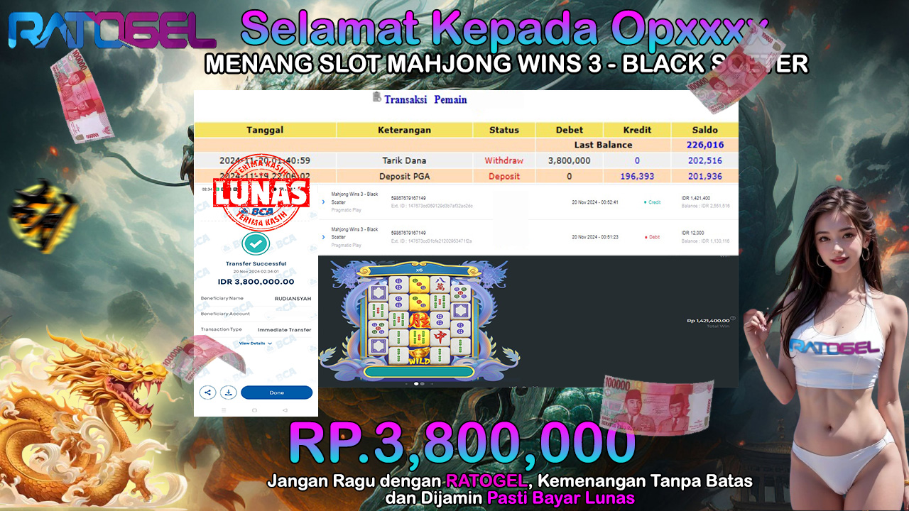 BUKTI JACKPOT SLOT MAHJONG WINS 3-BLACK SCETER TERPERCAYA DI INDONESIA TGL 20-11-2024