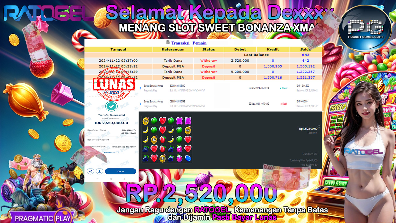 BUKTI JACKPOT SLOT SWEET BONANZA XMAS TERPERCAYA DI INDONESIA TGL 22-11-2024